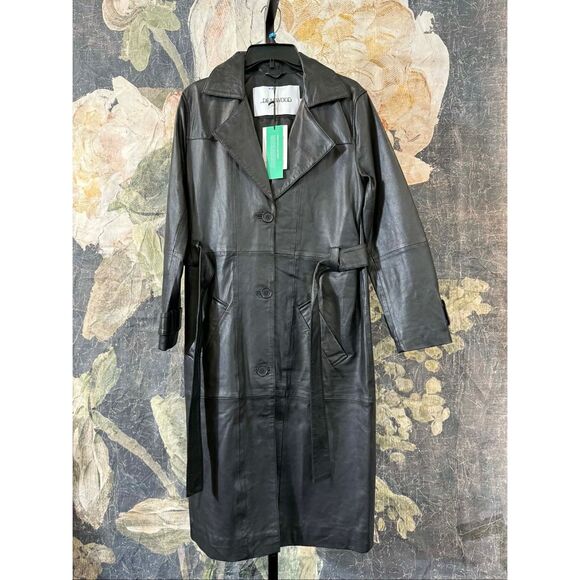 New Terra Leather Coat in Black Deadwood Size US 6 - Picture 8 of 12